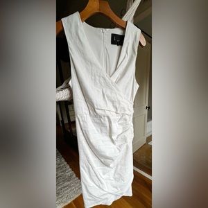 Nicole Miller White Ruched Wiggle Dress